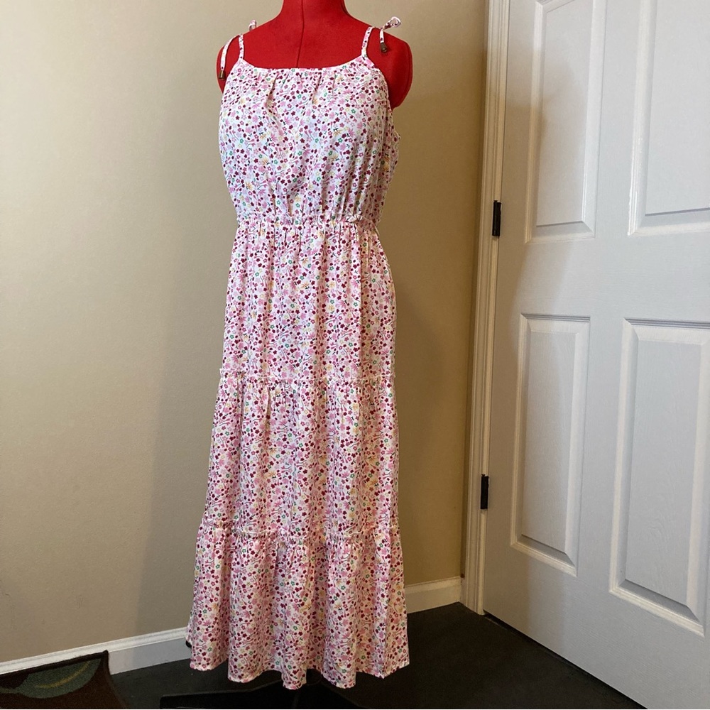 Floral Spaghetti Strap Tiered Dress